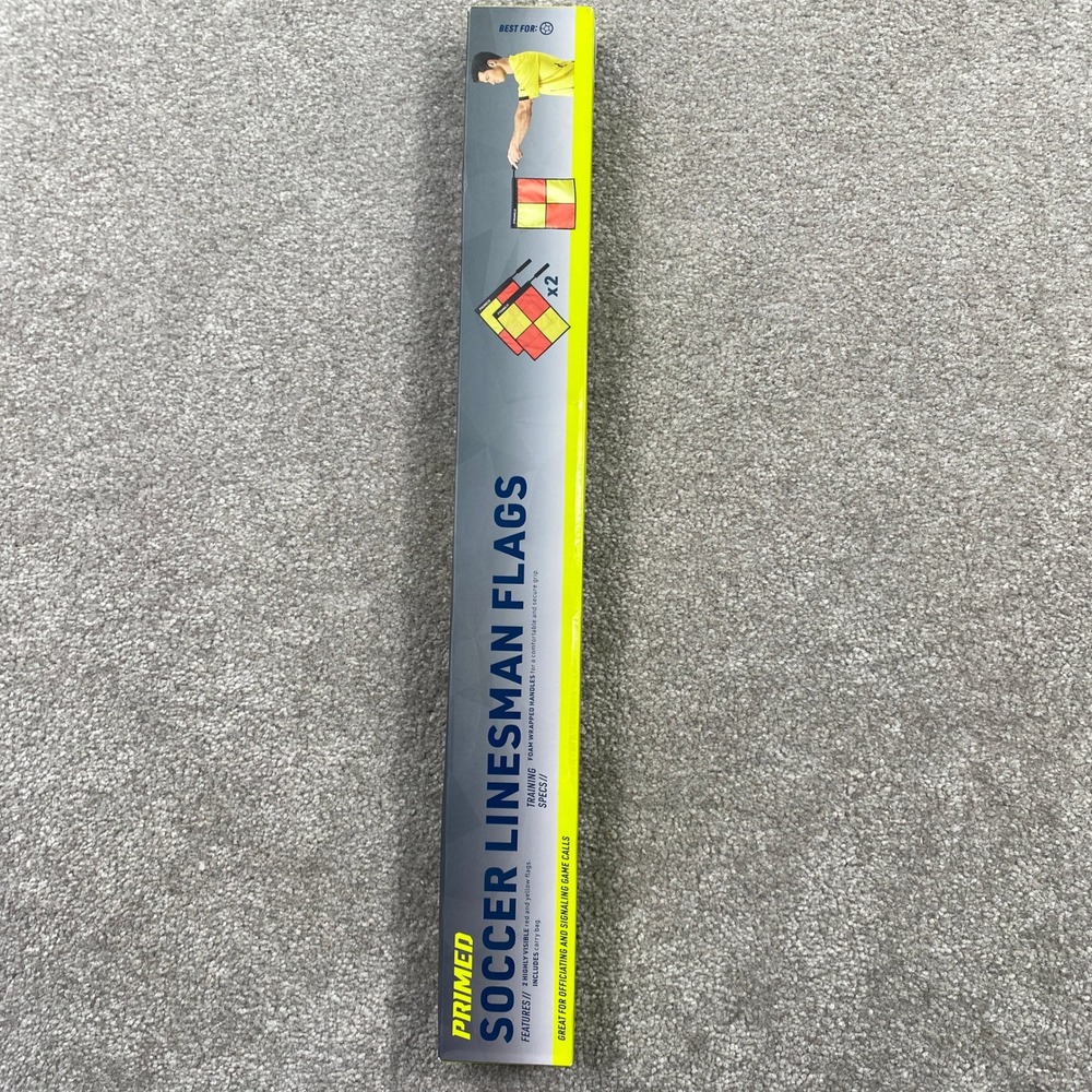 PRIMED Soccer Linesman Flags Red Yellow 2 Pack Foam Handles Carry‎ Bag